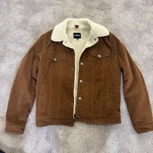Express Brown Corduroy Sherpa-Lined Trucker Jacket